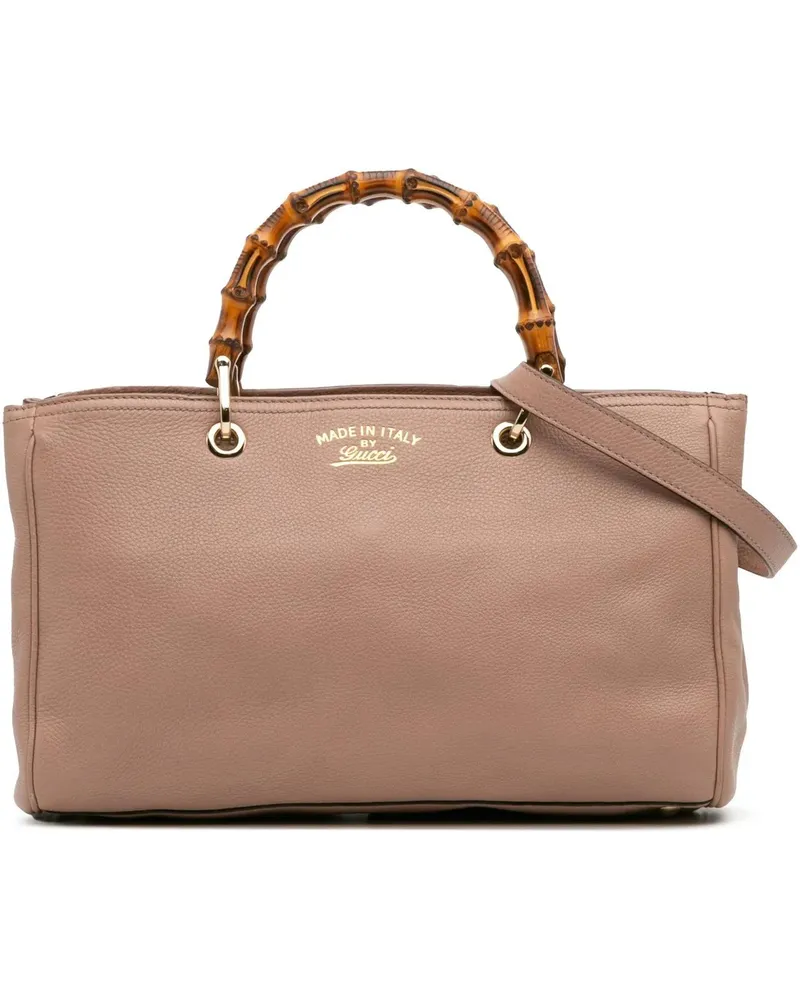 Gucci Hobo Bags Medium Calfskin Bamboo Shopper Satchel braun Braun