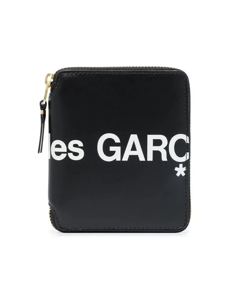 Comme des Garçons Portemonnaies Leather Wallet With Logo schwarz Schwarz