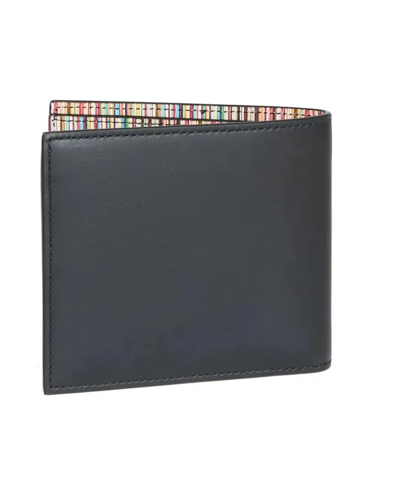 Paul Smith Portemonnaies Leather Billfold Wallet With Colorful Interior schwarz Schwarz