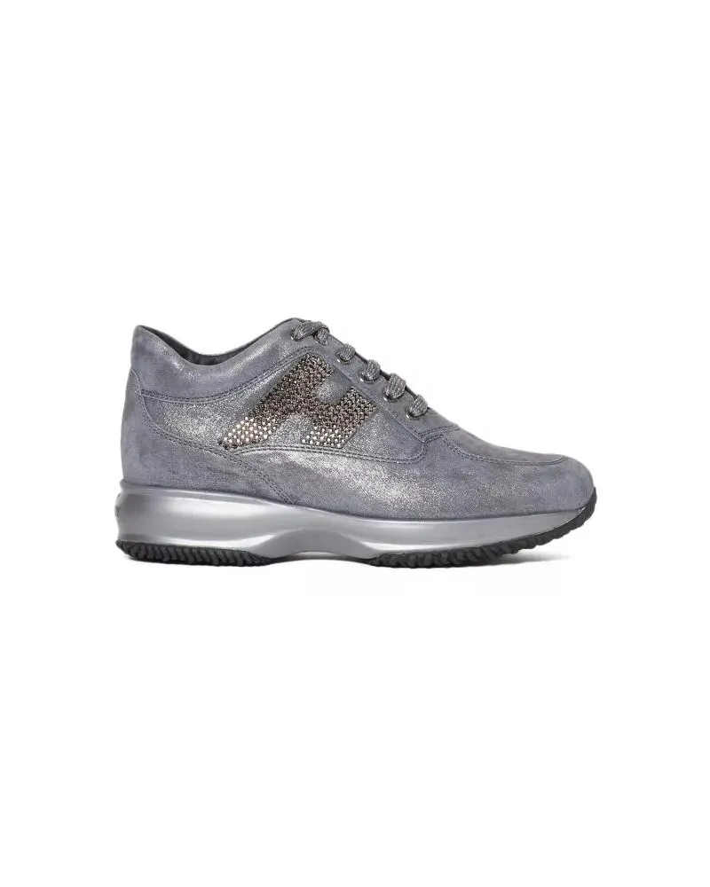 Hogan Low-Top Sneaker Grey Laminated Suede Interactive Sneakers grau Grau