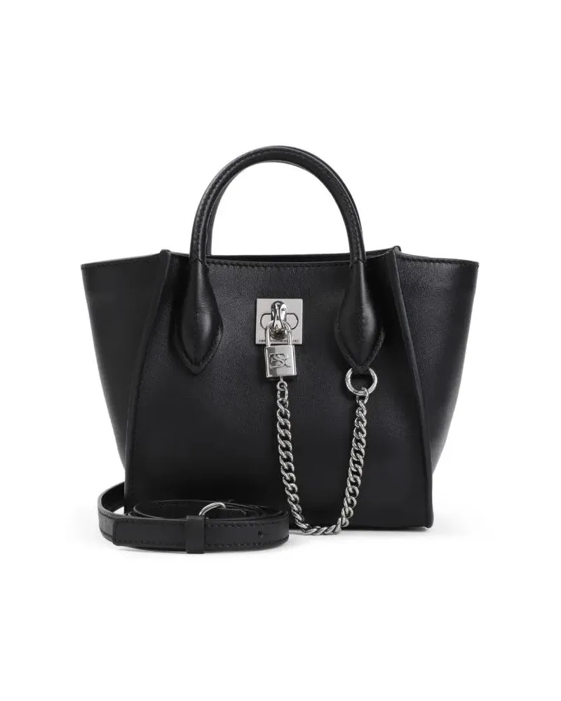 Ermanno Scervino Crossbody Bags Leather Handbag With Design And Chain Detail schwarz Schwarz