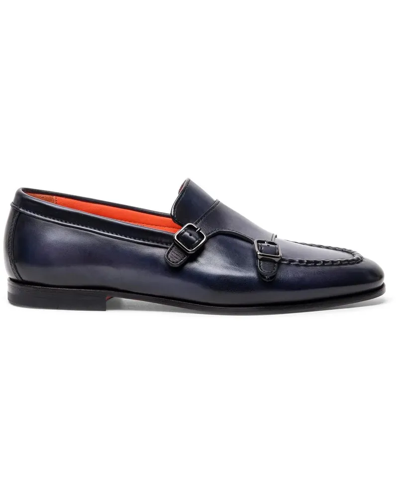 Santoni Men's leather doublebuckle loafer weiß Weiß