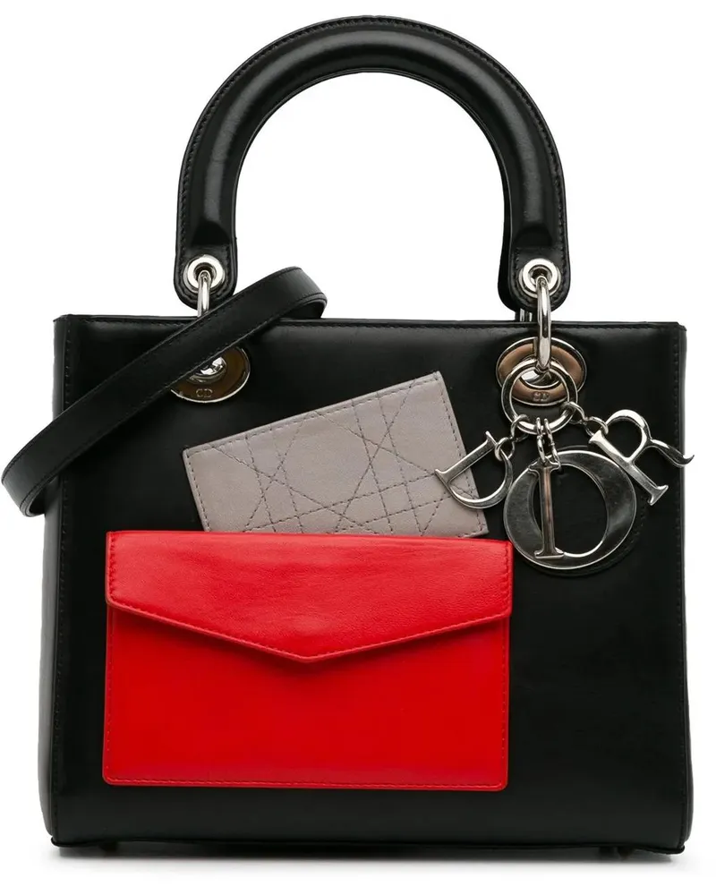 Dior Crossbody Bags 2014 Medium Calfskin Pockets Lady Dior schwarz Schwarz