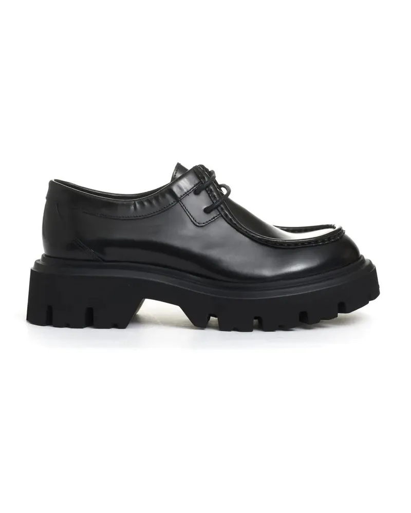 Poesie Veneziane Low-Top Sneaker Black Leather Norwegian Shoe schwarz Schwarz
