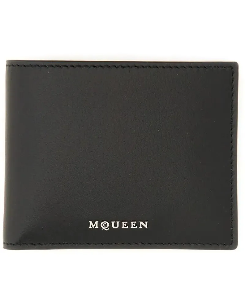 Alexander McQueen Portemonnaies Wallet With Logo schwarz Schwarz