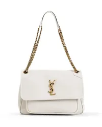 Saint Laurent Shopper Niki M White Lamb Leather Shoulder Bag Weiß