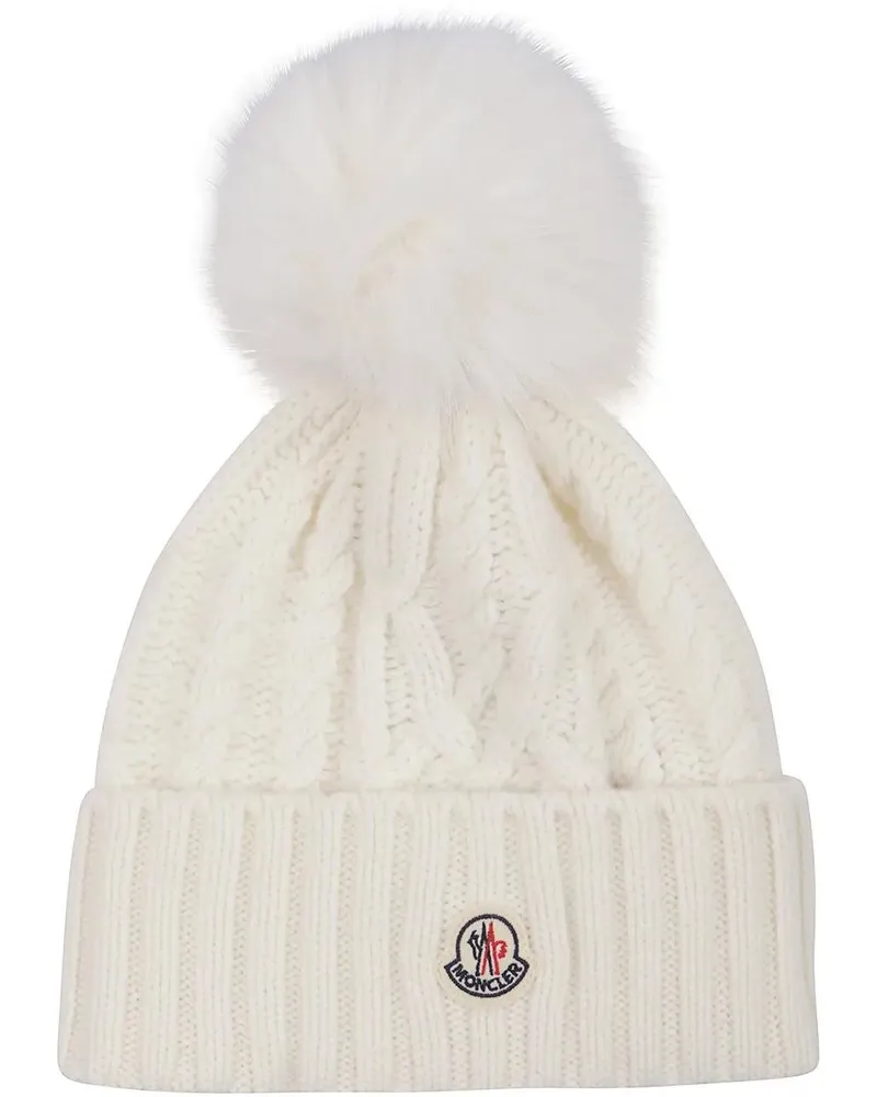 Moncler Caps & Mützen Tricot Beanie White weiß Weiß