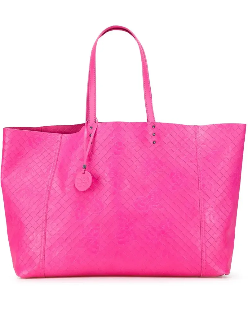 Bottega Veneta Shopper Leather Intrecciomirage Butterfly Tote rosa Gold