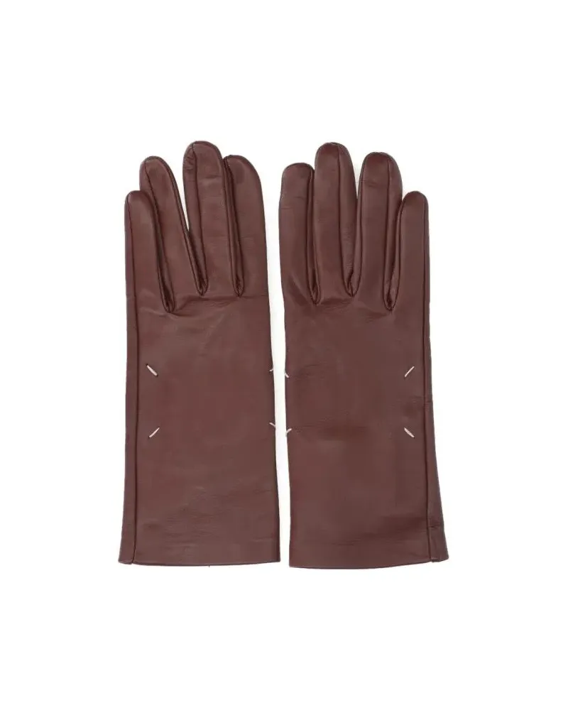 Maison Margiela Handschuhe Brown Leather Gloves braun Braun