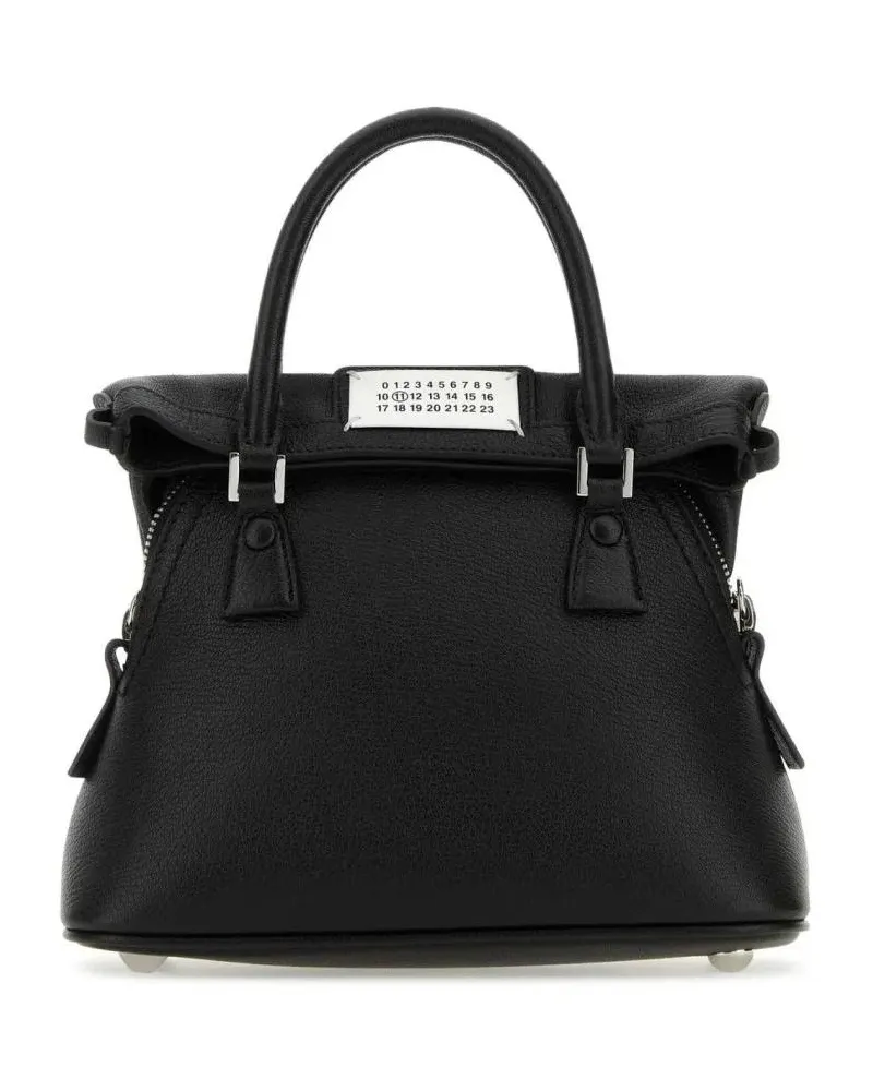 Maison Margiela Hobo Bags Trapezoidal Handbag With Textured Finish And Chain schwarz Schwarz