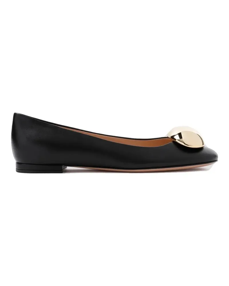 Gianvito Rossi Black Nappa Leather Ballerina schwarz Schwarz