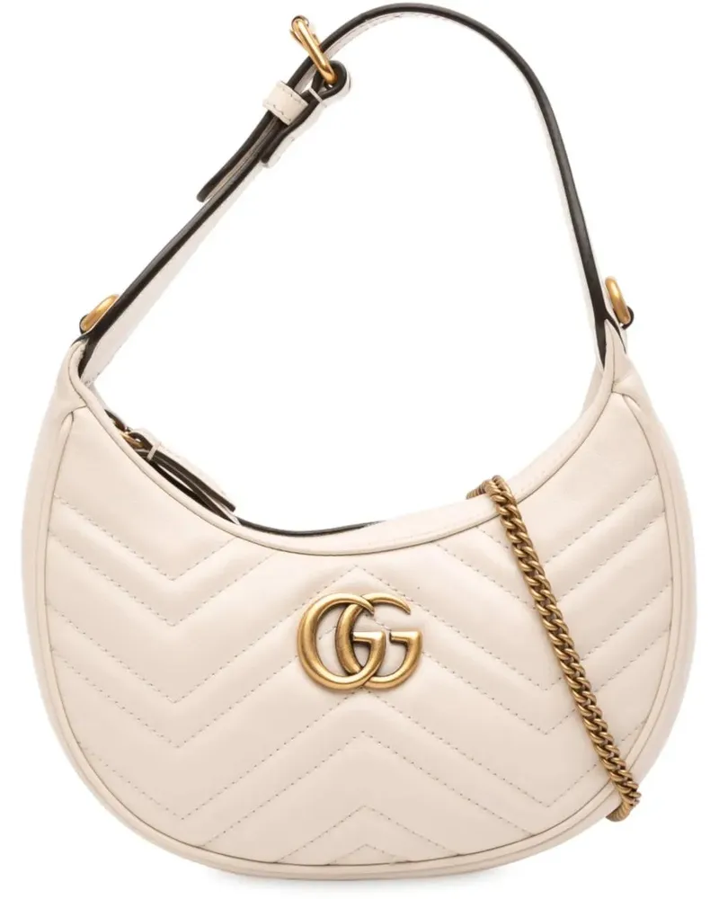 Gucci Hobo Bags Mini GG Marmont Half Moon Bag weiß Weiß