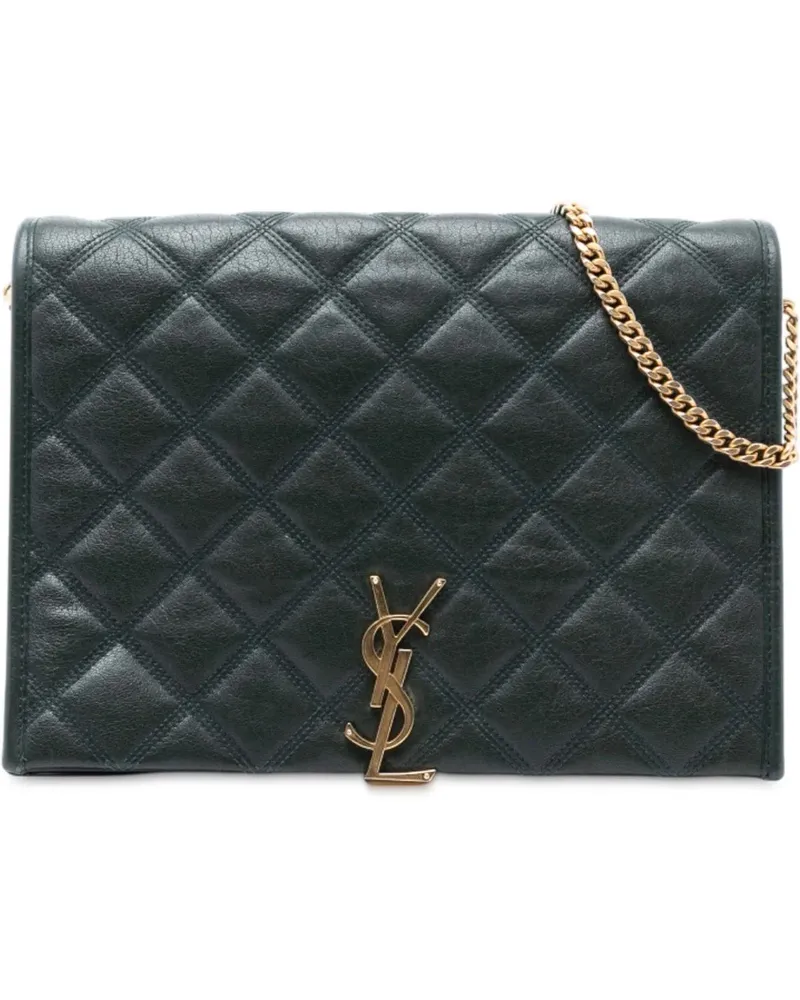 Saint Laurent Hobo Bags Small Quilted Lambskin Becky Chain Shoulder Bag grün Grün