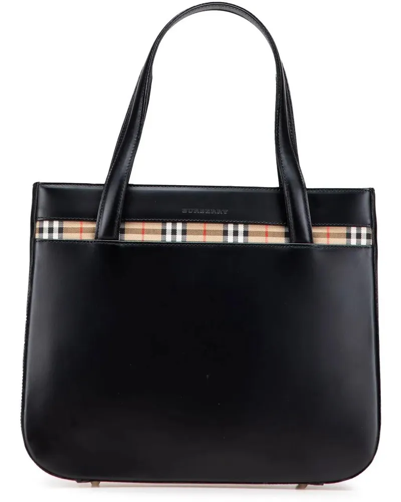 Burberry Crossbody Bags House Check Trimmed Leather Handbag schwarz Schwarz