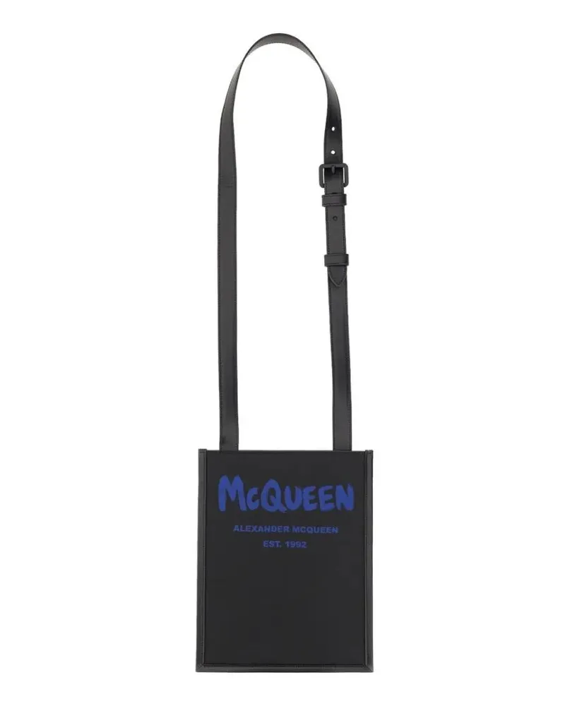 Alexander McQueen Hobo Bags Smartphone Bag With Graffiti Logo schwarz Schwarz