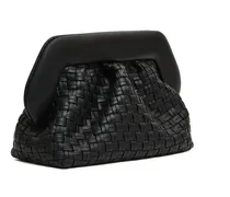 Clutches Large Woven Vegan Leather Clutch With Shoulder Str schwarz