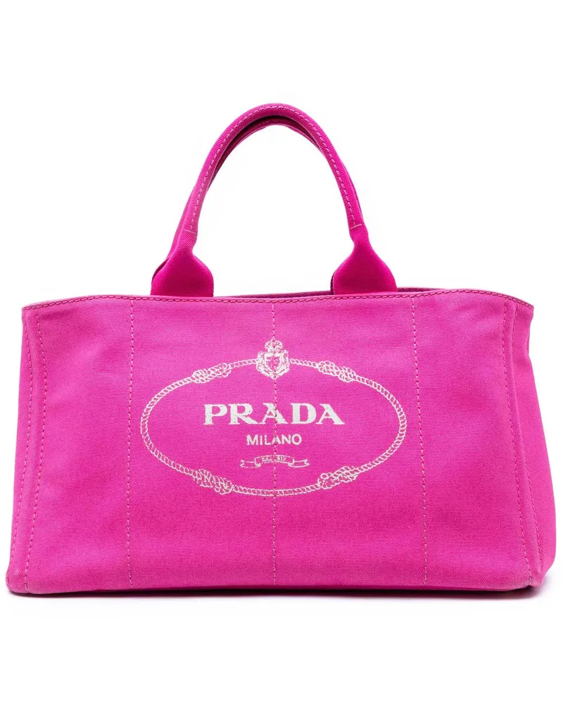 Prada Hobo Bags Large Canvas Canapa Logo Satchel rosa Gold