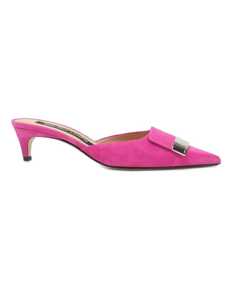 Sergio Rossi Slipper & Pantoletten Leather Mules With Pointed Toe And Buckle Detail pink Rosa