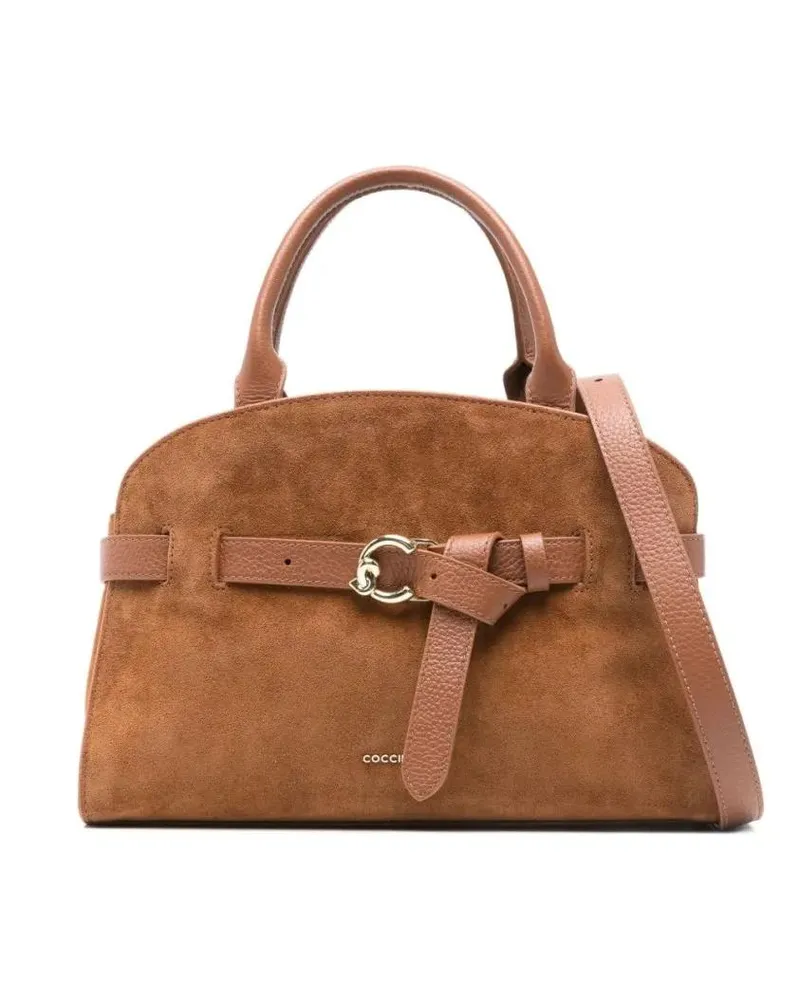 Coccinelle Crossbody Bags Structured Brown Calf Suede Handbag With Gold-Tone braun Braun