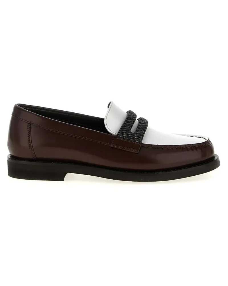 Brunello Cucinelli Two-Tone Leather Loafers With Monile Detail schwarz Schwarz
