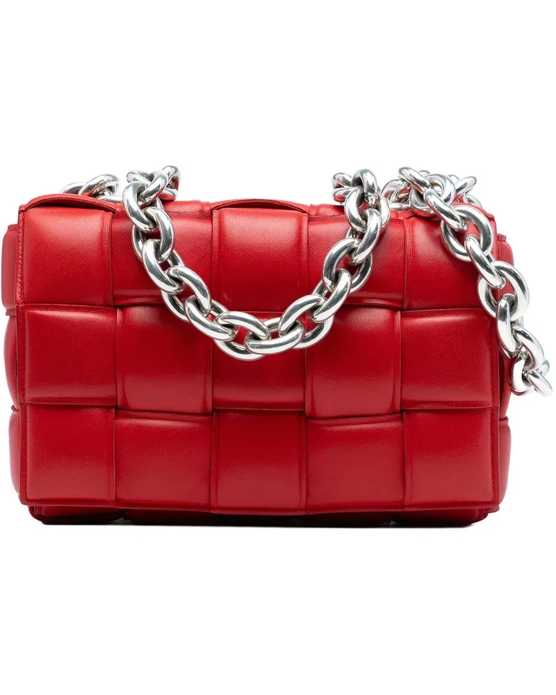 Bottega Veneta Hobo Bags Nappa Intrecciato Padded Chain Cassette Satchel rot Rot