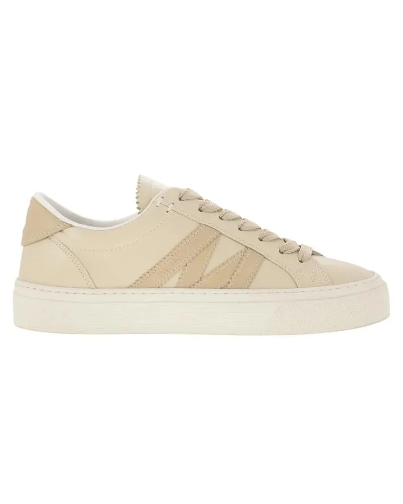Moncler Low-Top Sneaker Monaco2 - Leather Trainer beige Beige