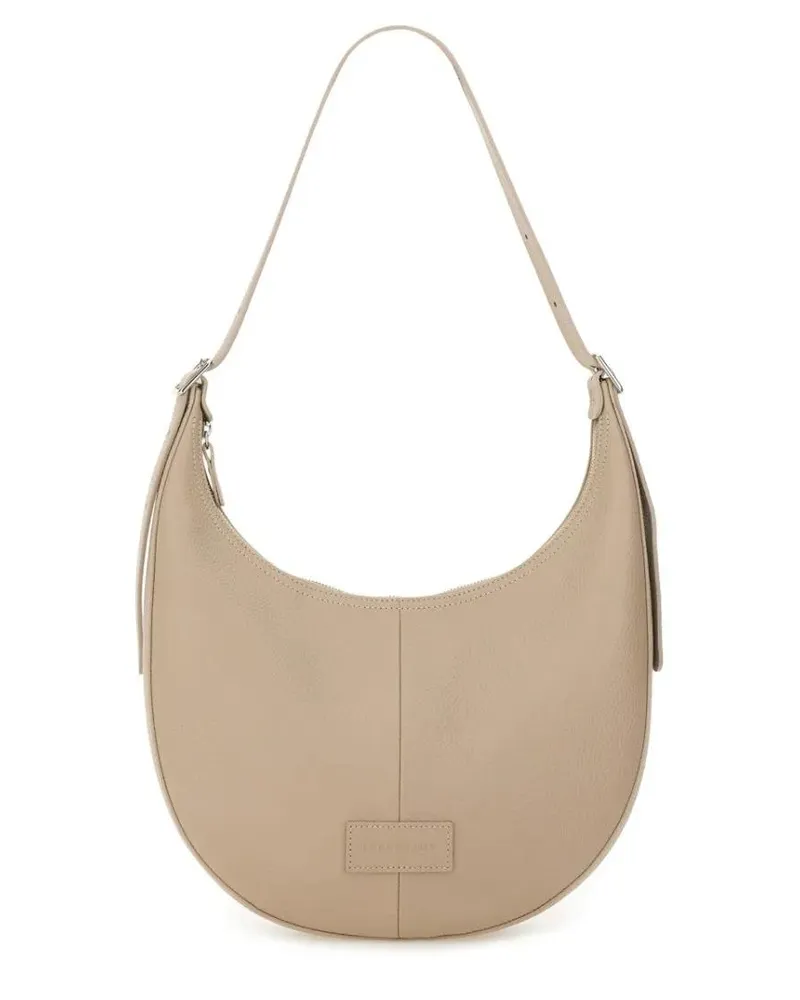 Longchamp Hobo Bags Rounded Leather Shoulder Bag beige Beige