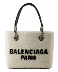 Balenciaga Totes Duty Free S Shopper Bag - Fake Fur - Beige Grau