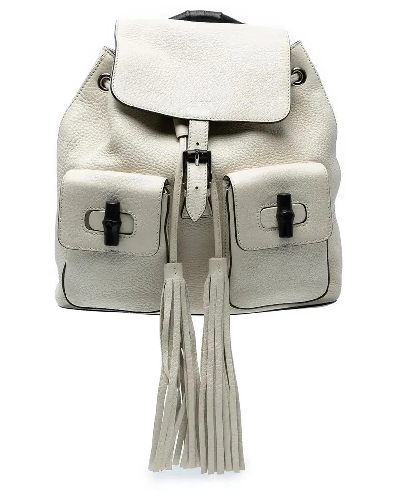 Gucci Rucksäcke Leather Bamboo Tassel Backpack weiß Weiß