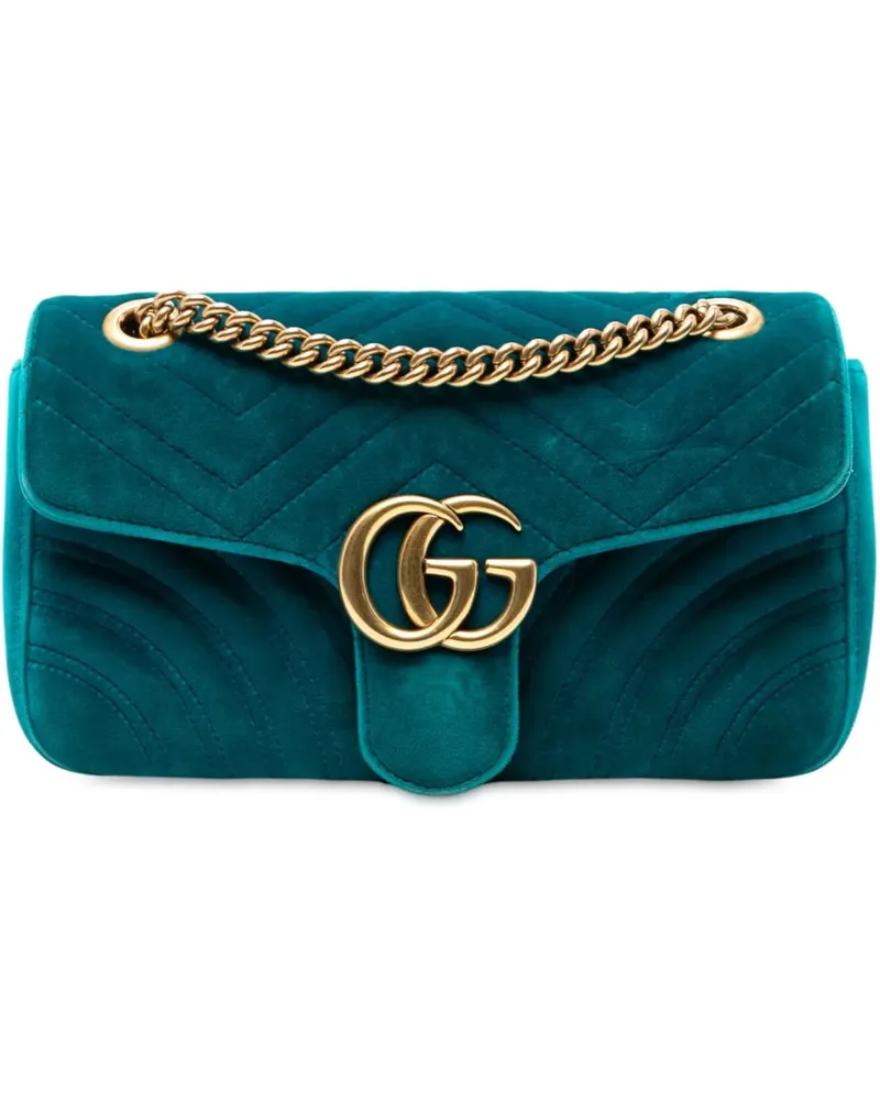 Gucci Hobo Bags Medium GG Marmont Matelasse Velvet Shoulder Bag blau Blau