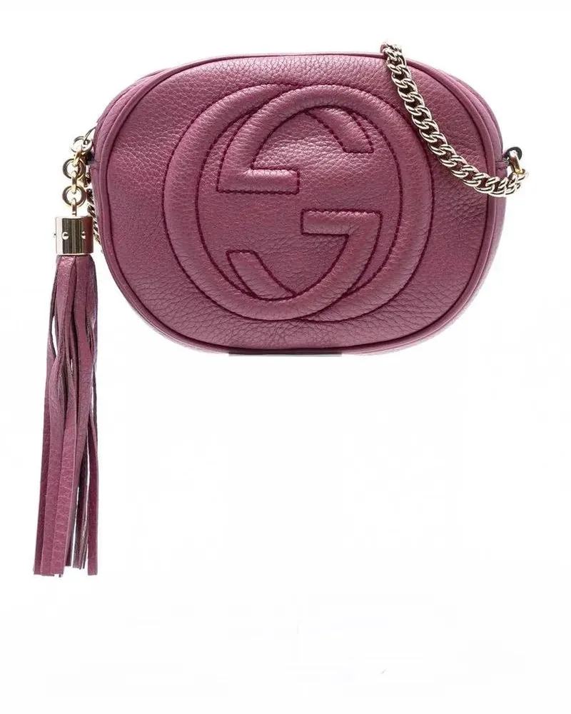 Gucci Hobo Bags Mini Pebbled Calfskin Soho Chain Crossbody rosa Gold