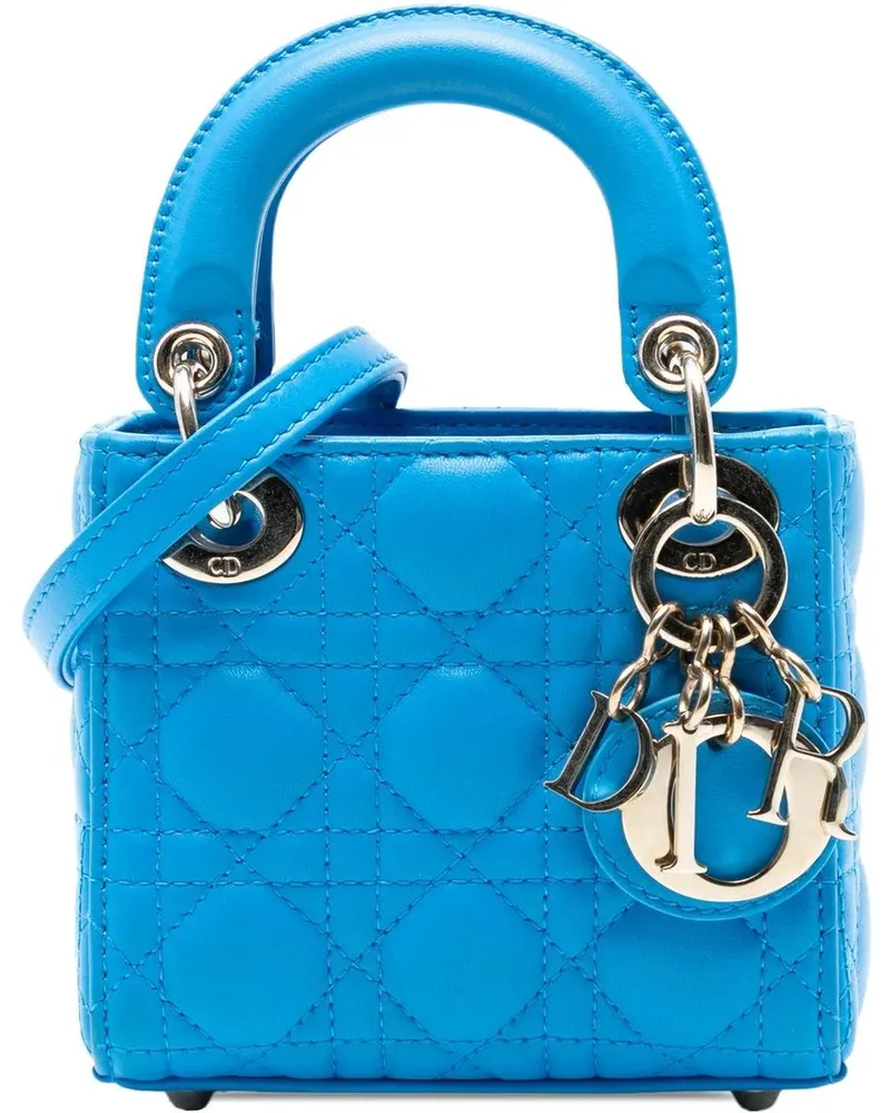 Dior Hobo Bags Micro Lambskin Cannage Lady Dior blau Blau