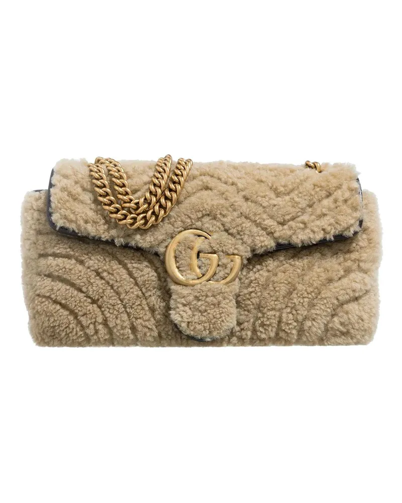 Gucci Hobo Bags Shearling Small Marmont Shoulder Bag beige Beige