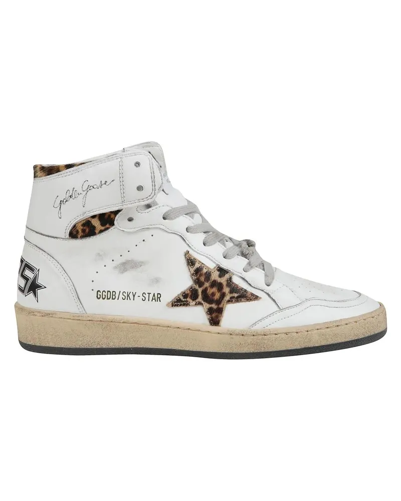 Golden Goose Low-Top Sneaker White High-Top Sneakers With Leopard Print weiß Weiß