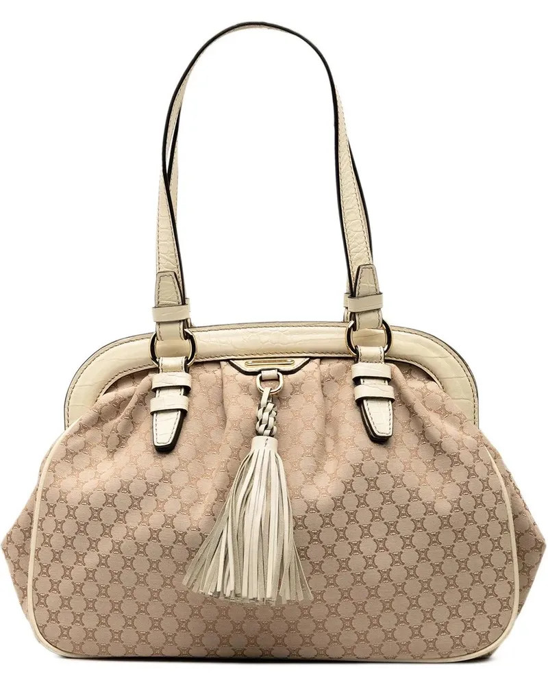 Celine Hobo Bags Macadam Canvas Tassel Frame Satchel braun Braun