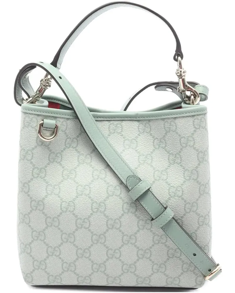 Gucci Hobo Bags Small GG Supreme Emblem Bucket Bag grün Grün