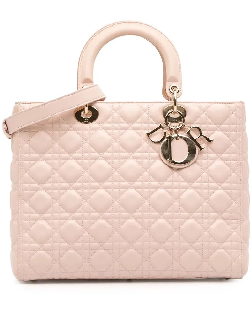 Dior Hobo Bags Large Lambskin Cannage Lady Dior rosa Gold