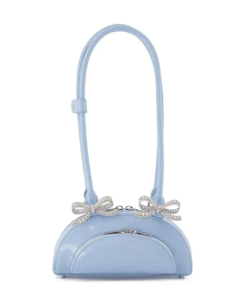 Self-Portrait Hobo Bags Curved Mini Shoulder Bag - Leather - Blue blau Blau