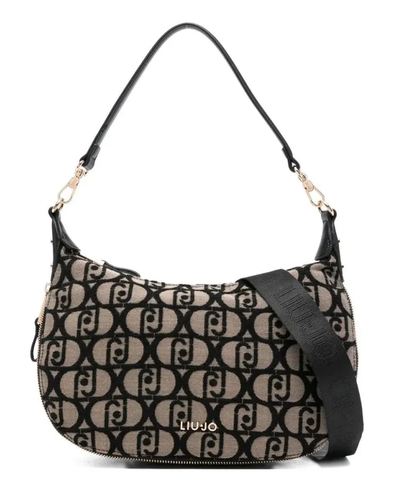 Liu Jo Hobo Bags Curved Brown Shoulder Bag With Gold-Tone Accents schwarz Schwarz