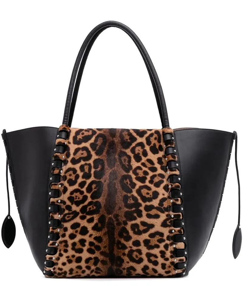 Alaïa Shopper Pony Hair and Leather Leopard Printed Le Hinge Tot braun Braun