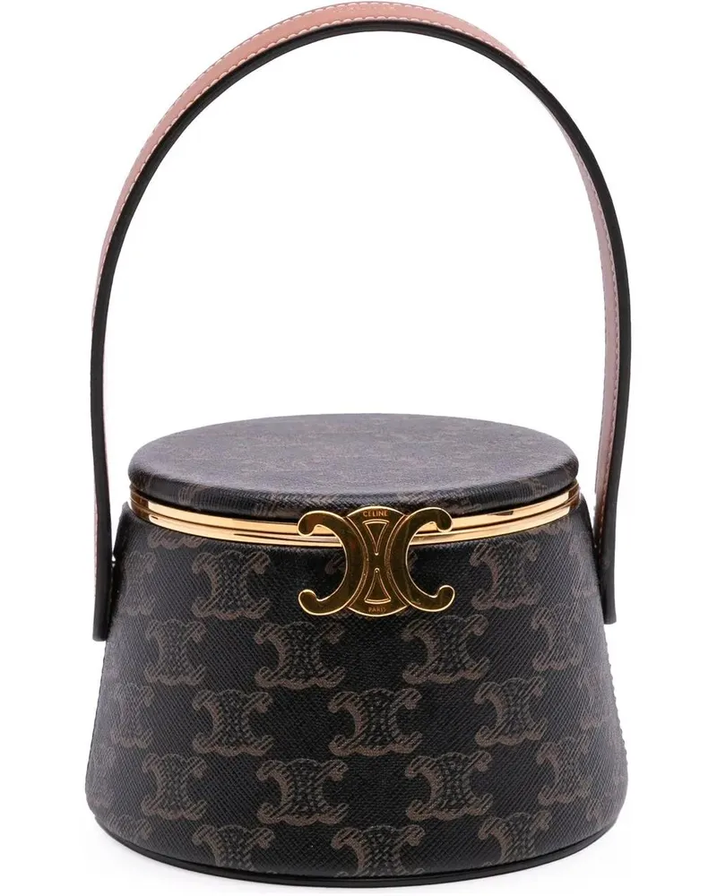 Celine Crossbody Bags Triomphe Coated Canvas Triomphe Nina Minaudiere Ba braun Braun
