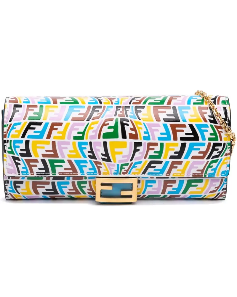 Fendi Hobo Bags Sarah Coleman Micro FF Embossed Calfskin Fish Eye weiß Weiß