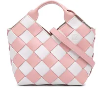 Hobo Bags Mini Woven Calfskin Gingham Basket Bag pink
