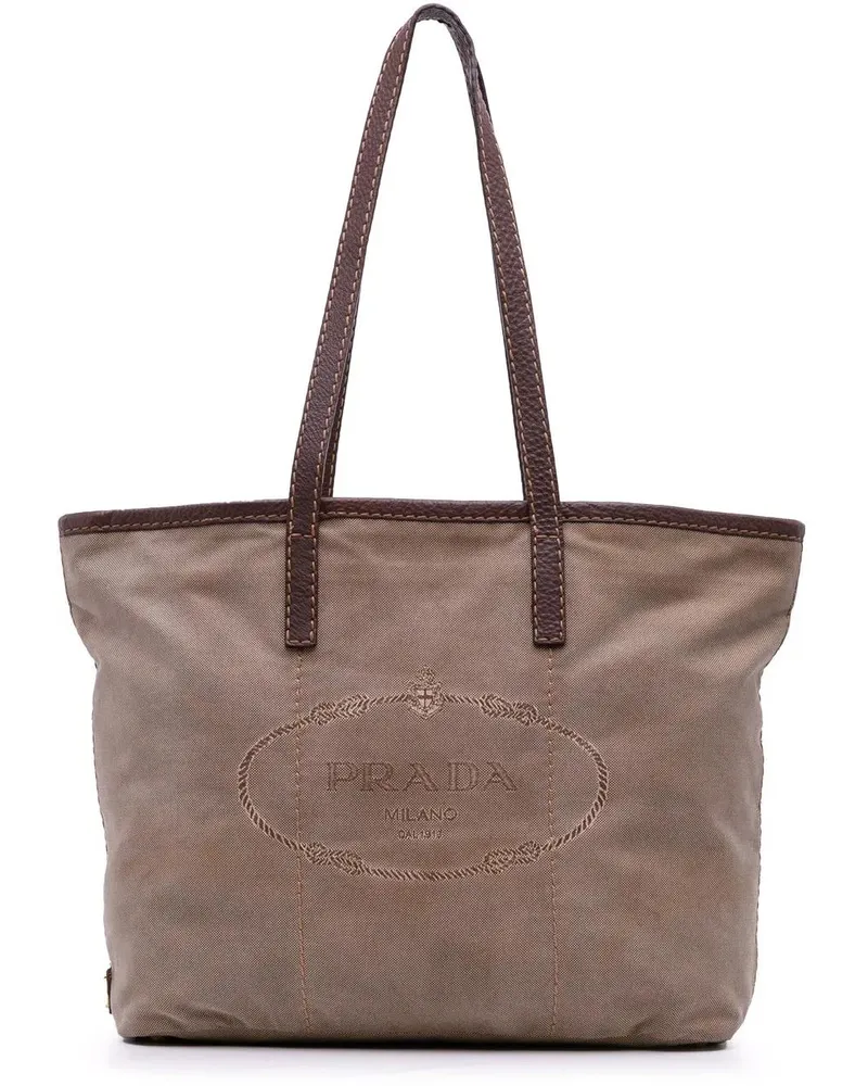 Prada Shopper Canvas Canapa Logo Tote braun Braun