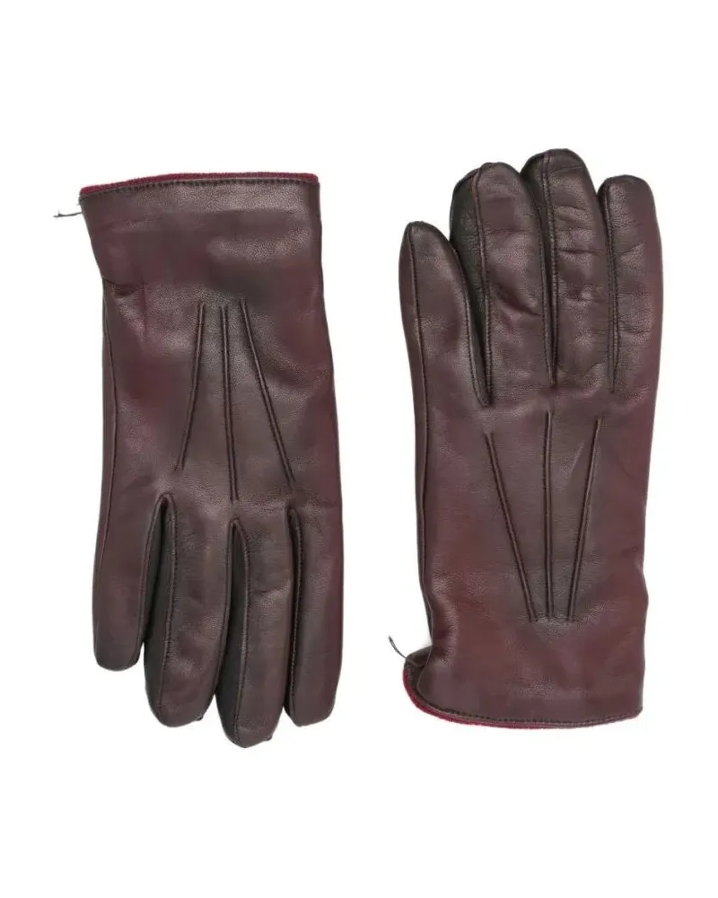 Paul Smith Handschuhe Bordeaux Wool Gloves With Leather Accents grau Grau