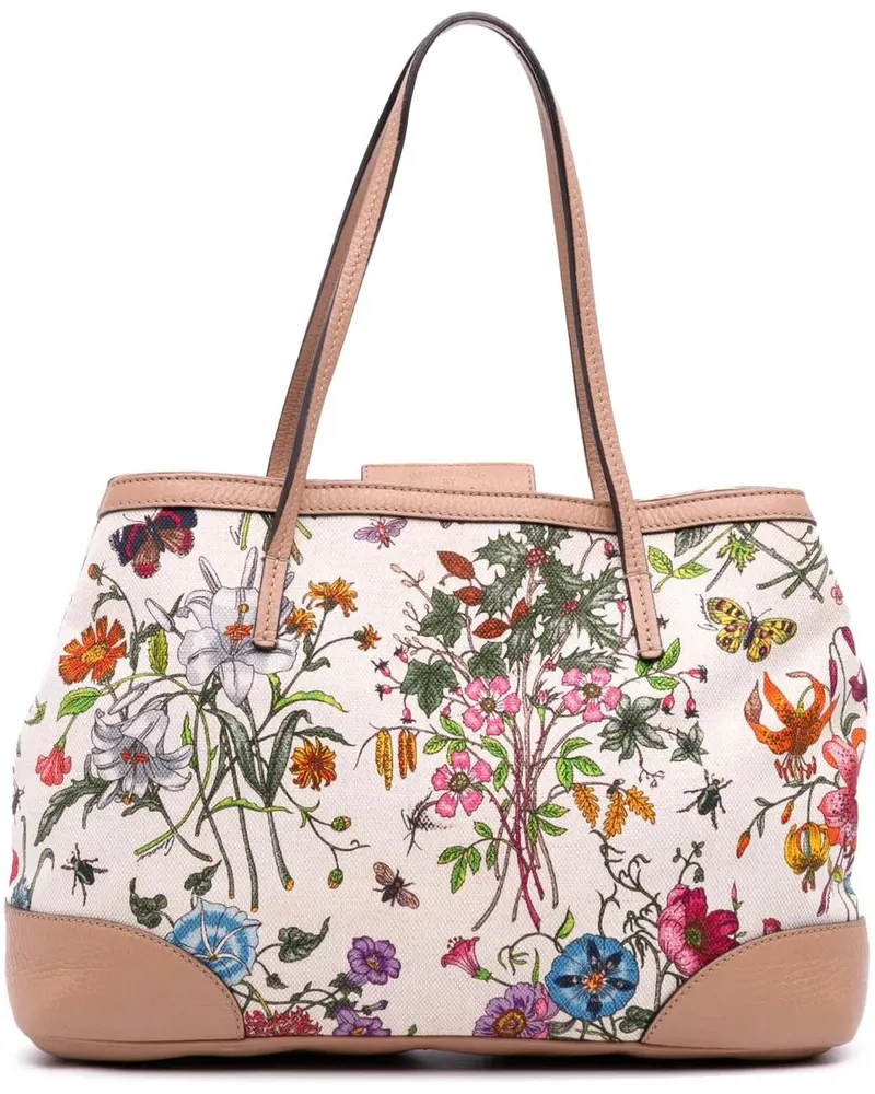 Gucci Shopper Medium Canvas Flora Tote weiß Weiß