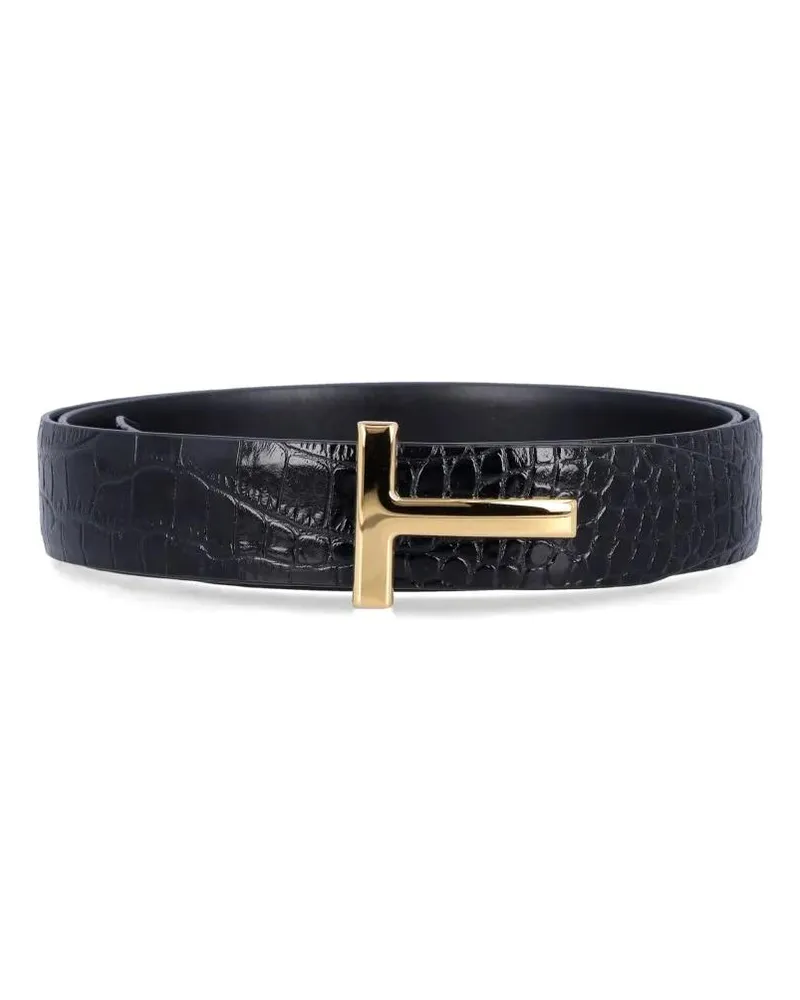 Tom Ford Gürtel T 30 Belt Crocco T Gold schwarz Schwarz