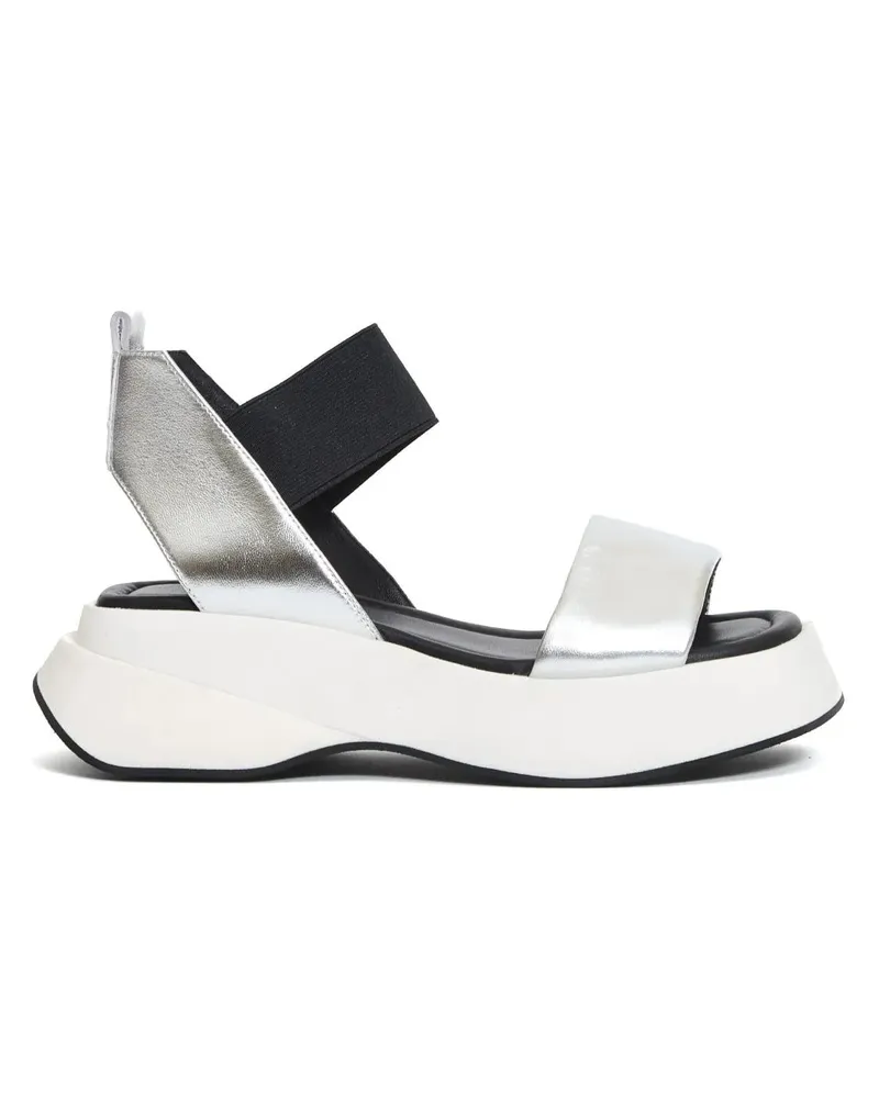 Elena Iachi Sandalen Silver Leather Wedge Sandal weiß Weiß
