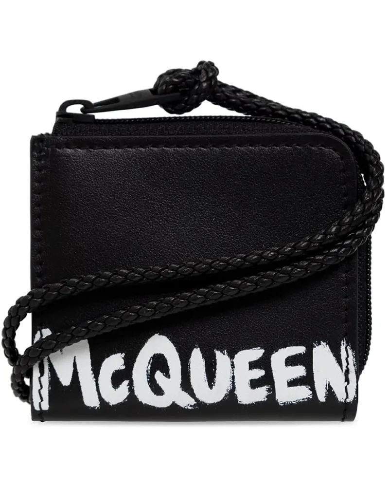 Alexander McQueen Portemonnaie Graffiti Logo Wallet schwarz Schwarz