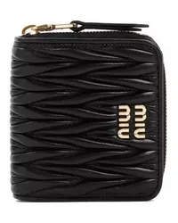 Miu Miu Portemonnaie Black Lamb Leather Zip Wallet Schwarz